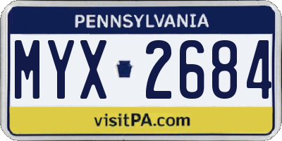 PA license plate MYX2684