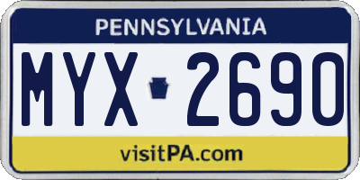 PA license plate MYX2690