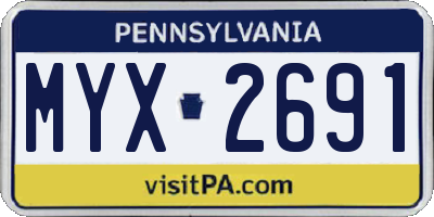 PA license plate MYX2691