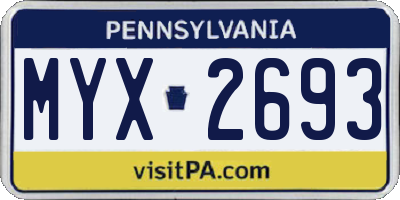 PA license plate MYX2693