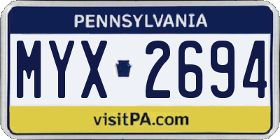 PA license plate MYX2694