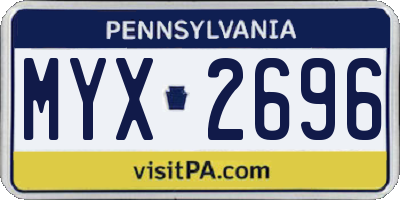 PA license plate MYX2696