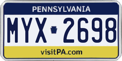 PA license plate MYX2698