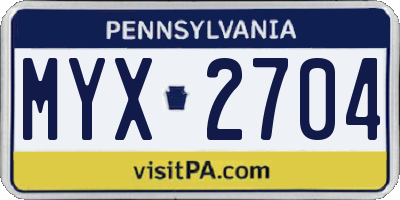 PA license plate MYX2704