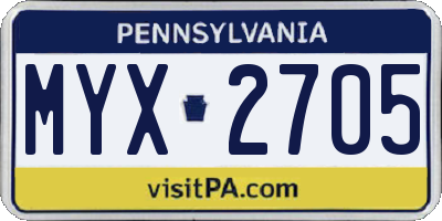 PA license plate MYX2705