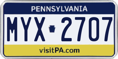 PA license plate MYX2707
