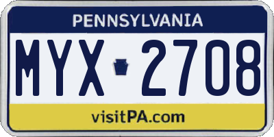 PA license plate MYX2708