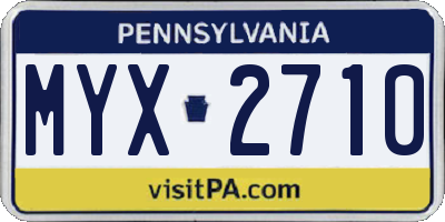 PA license plate MYX2710