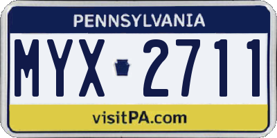 PA license plate MYX2711