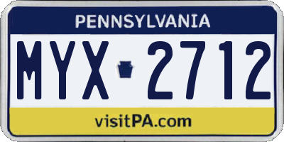 PA license plate MYX2712