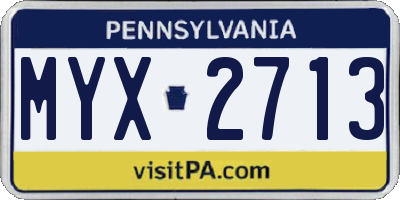 PA license plate MYX2713