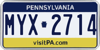 PA license plate MYX2714