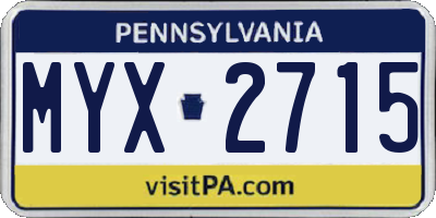 PA license plate MYX2715