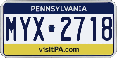 PA license plate MYX2718