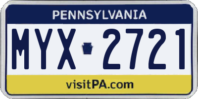 PA license plate MYX2721