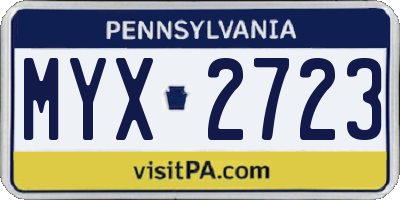 PA license plate MYX2723