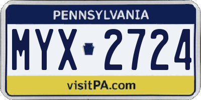 PA license plate MYX2724