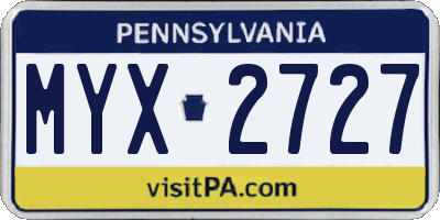 PA license plate MYX2727