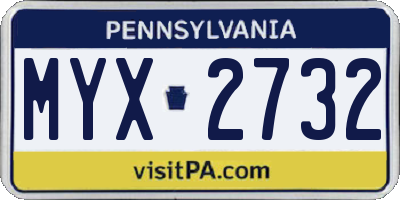 PA license plate MYX2732