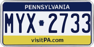PA license plate MYX2733
