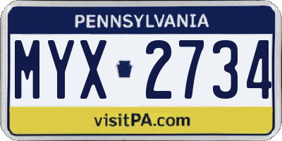 PA license plate MYX2734