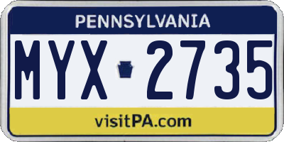 PA license plate MYX2735
