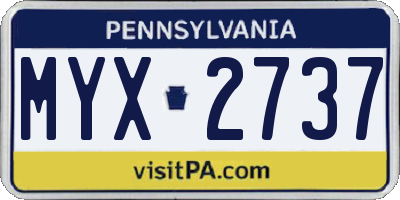PA license plate MYX2737