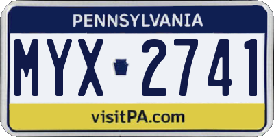 PA license plate MYX2741