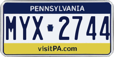 PA license plate MYX2744