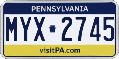 PA license plate MYX2745