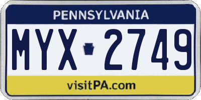 PA license plate MYX2749