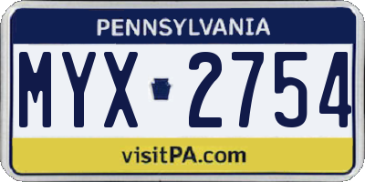 PA license plate MYX2754