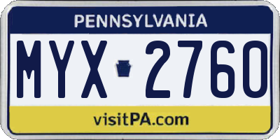 PA license plate MYX2760