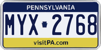 PA license plate MYX2768