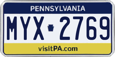 PA license plate MYX2769