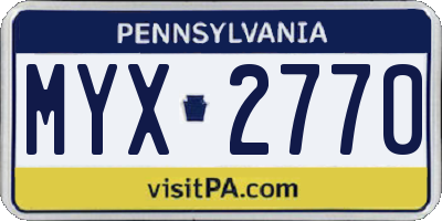 PA license plate MYX2770