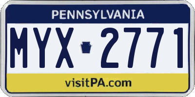 PA license plate MYX2771