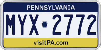 PA license plate MYX2772