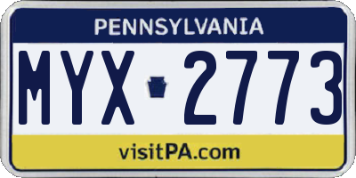 PA license plate MYX2773