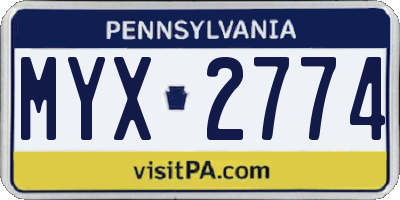 PA license plate MYX2774