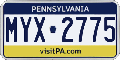 PA license plate MYX2775