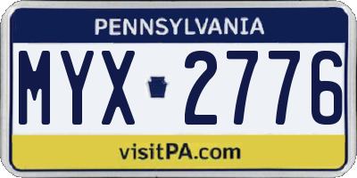 PA license plate MYX2776