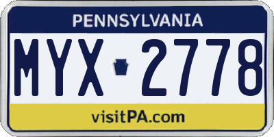 PA license plate MYX2778