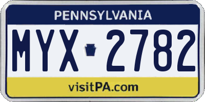PA license plate MYX2782