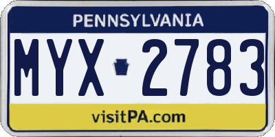 PA license plate MYX2783