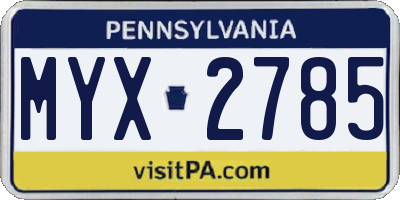 PA license plate MYX2785