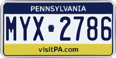 PA license plate MYX2786