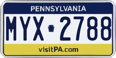 PA license plate MYX2788