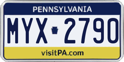 PA license plate MYX2790