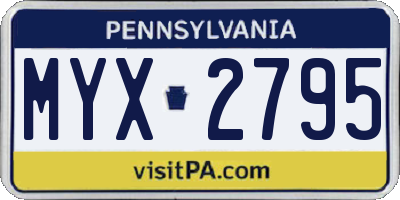 PA license plate MYX2795